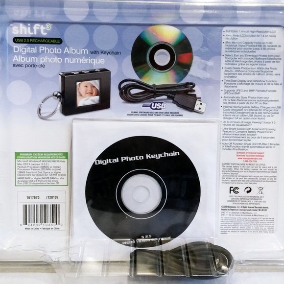 Shift3 Digital Photo Album with Keychain Digital Keychain-Grey-60 Pic. Capacity - Picture 4 of 14